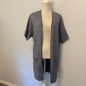 Lane Bryant Blue Ribbed Short Sleeve Open Front Cardigan Size 14/16 NEW